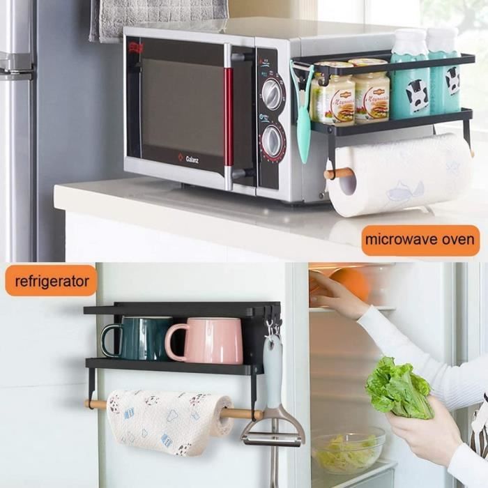 Etagère Réfrigérateur-Supports pour Papier Essuie-Tout Distributeur  Pimenter Etagere Magnetique Frigo avec Porte Peeler Organisateur de  Réfrigérateur Economie Espace pour la Cuisine Blanc