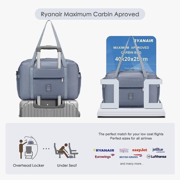 Disponible en stock Sac 40x20x25 Ryanair Bagage Cabine Sac de Voyage  Pliable Valise Cabine Sac de