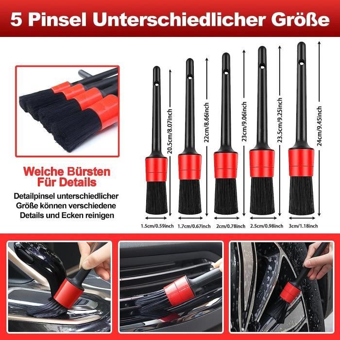Kit 27Pcs Brosse Nettoyage Voiture - Brosse Jante Perceuse + Kit Detailing Complet