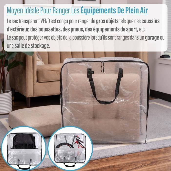 Sollbry Sac De Rangement Transparent En Lot De 2, Grand Sac Demenagement 62x62cm Avec Poignée De