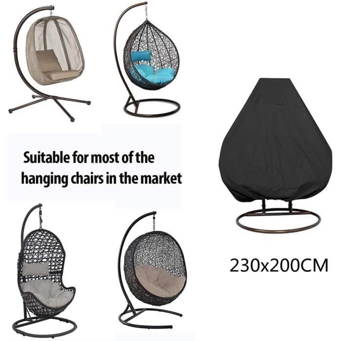 Housse De Protection Pour Fauteuil Suspendu Type œuf - 190x115 Cm, Polyester Imperméable, Cordon Serrage, Gris