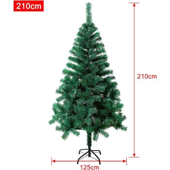 Sapin De Noël Artificiel Neigeux 210 Cm HENGMEI - PVC Dense, Branches Hinges Métal, Support Solide, Facile à Assembler