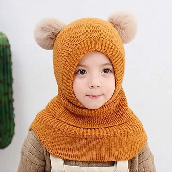 YONKOUNY Cagoule Bébé Fille Garçon Mignon Bonnet Echarpe Hiver