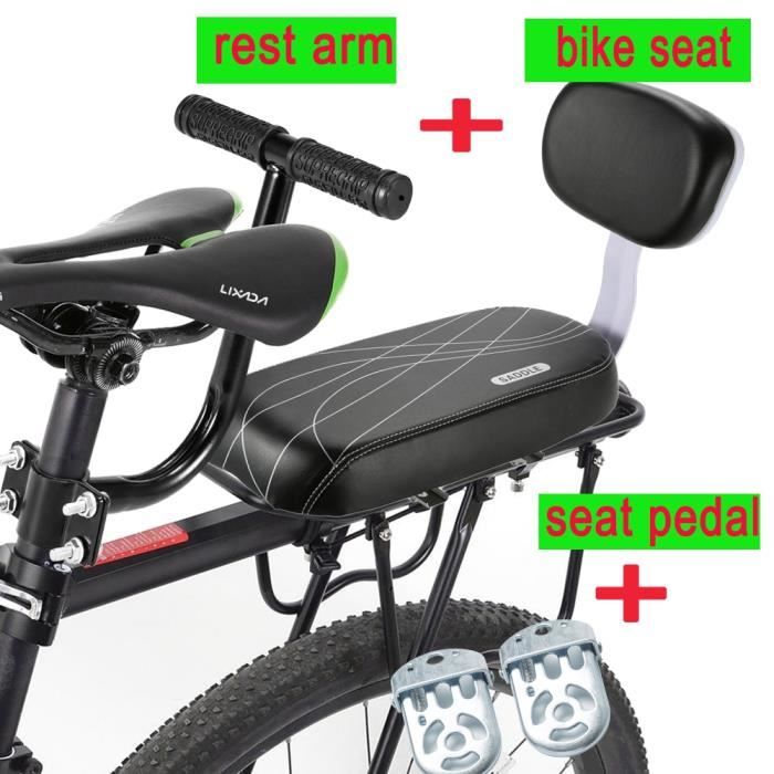 Le noir Siege arriere de velo avec repose pieds securite enfant avec poignee accoudoir pedale Cdiscount Sport