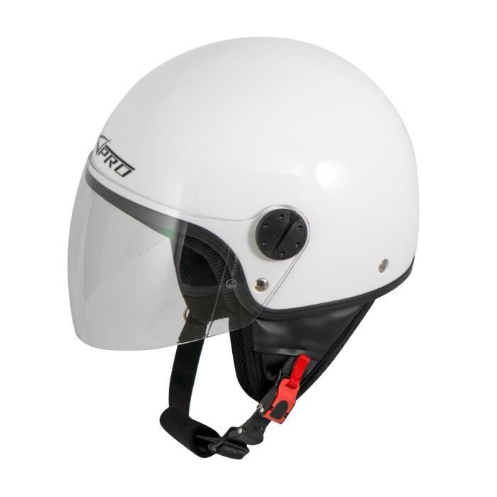 Casque Moto Scooter Demi Jet Visière Ouverte ECE 22-06 Noir - Confortable Et Stylé S