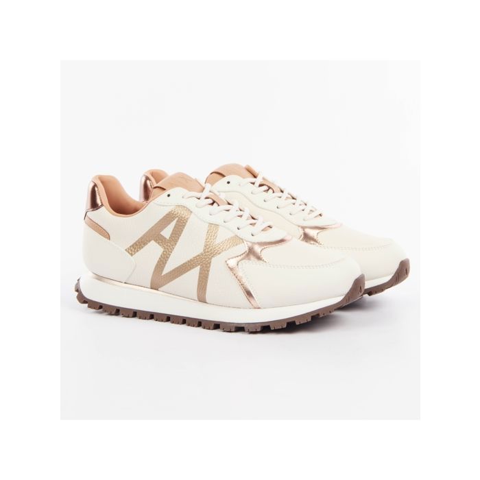 Basket Armani Exchange Femme AX luxe Beige Synthetique Beige Cdiscount Chaussures