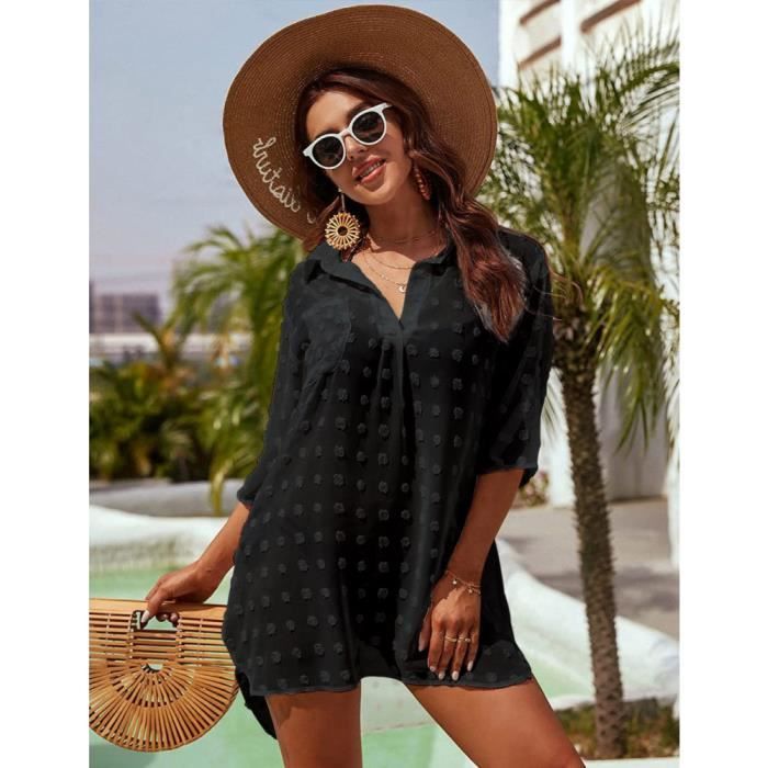 Robe de Plage Femme D t Sexy Pareo de Plage pour Maillot de Bain