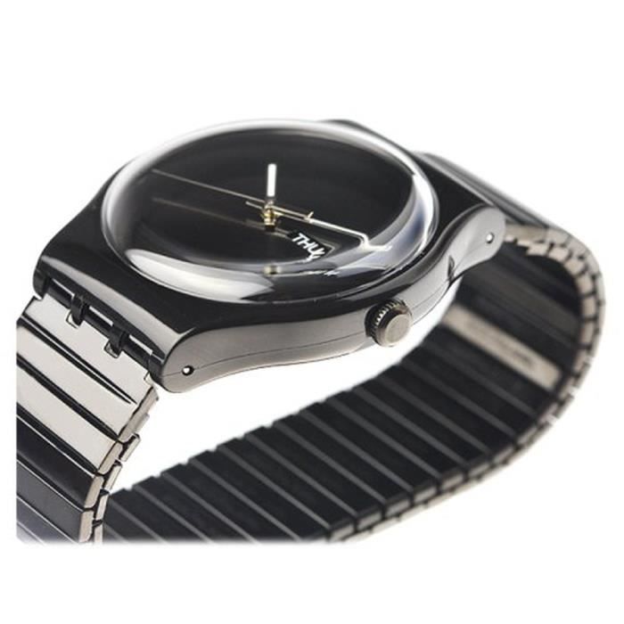 Montre Swatch SUOB708B Mystery Day Vie analogique noir Date de Dial acier unisexe NOUVEAU Cdiscount Bijouterie