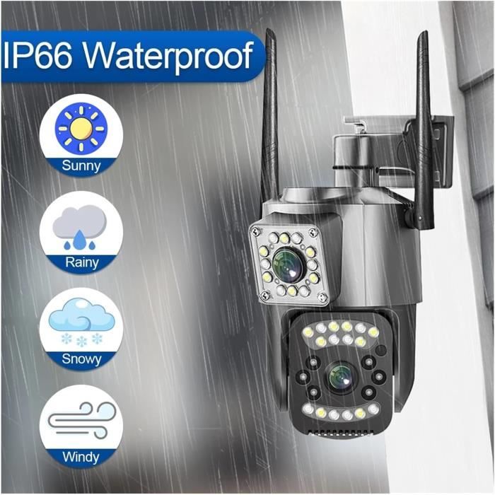Caméra De Sécurité À Double Objectif 4K Caméra Wifi Ptz 8Mp Vision Nocturne Extérieure Détection