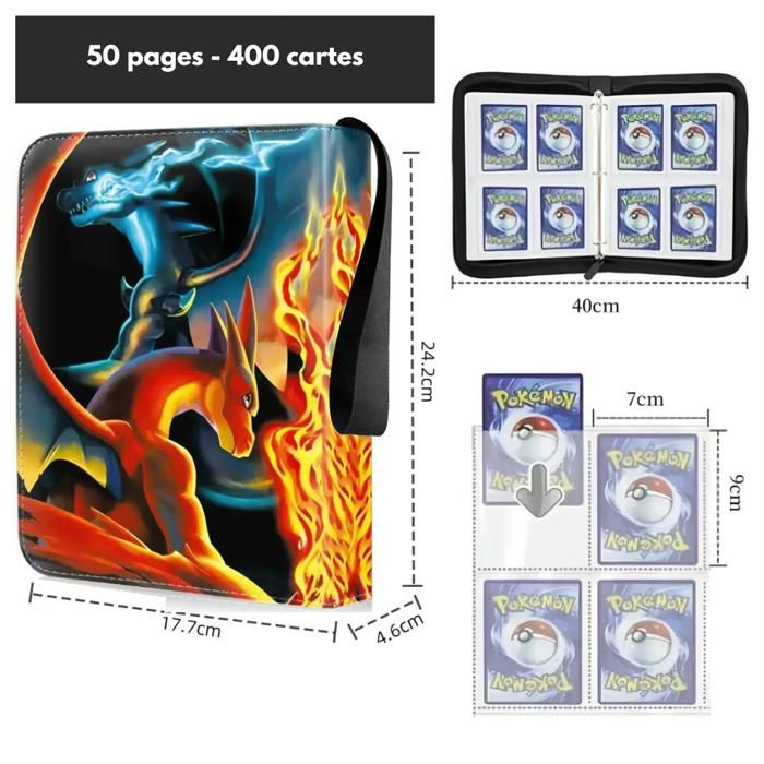 JurciCat Classeur Cartes Album 400 Cartes 50 Pages - Rouge
