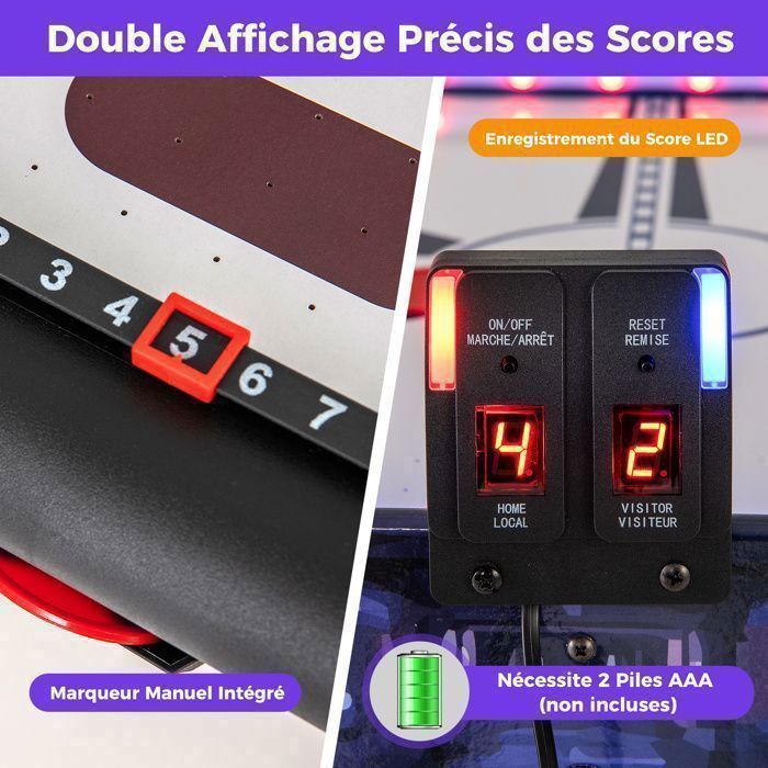 Table d'Air Hockey avec Système de Score Électronique LED, Matériel pour Hockey sur Table d'Intérieur, avec 2 Palets, 2 Poussoirs, Ensemble de Jeu d'Arcade pour Salle de Jeux, Maison Familiale Table d'Air Hockey avec Système de Score Électronique LED, Matériel pour Hockey sur Table d'Intérieur, avec 2 Palets, 2 Poussoirs, Ensemble de Jeu d'Arcade pour Salle de Jeux, Maison Familiale