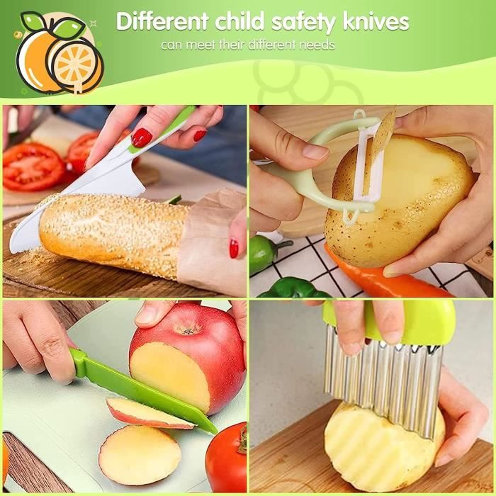 Lot de 8 Couteaux de Cuisine pour Enfants – Couteau Enfant qui ne Coupe pas  les Doigts pour Couper des Fruits ou des Légumes, av52 - Cdiscount Maison