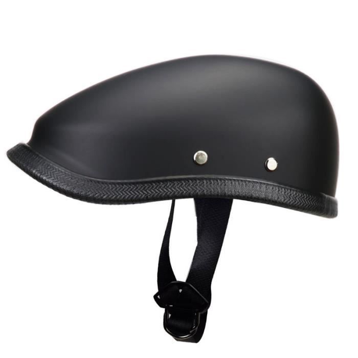 Noir mat S Demi casque de velo en cuir demi casque retro ouvert au visage Vintage eponge de Constructi Cdiscount Sport