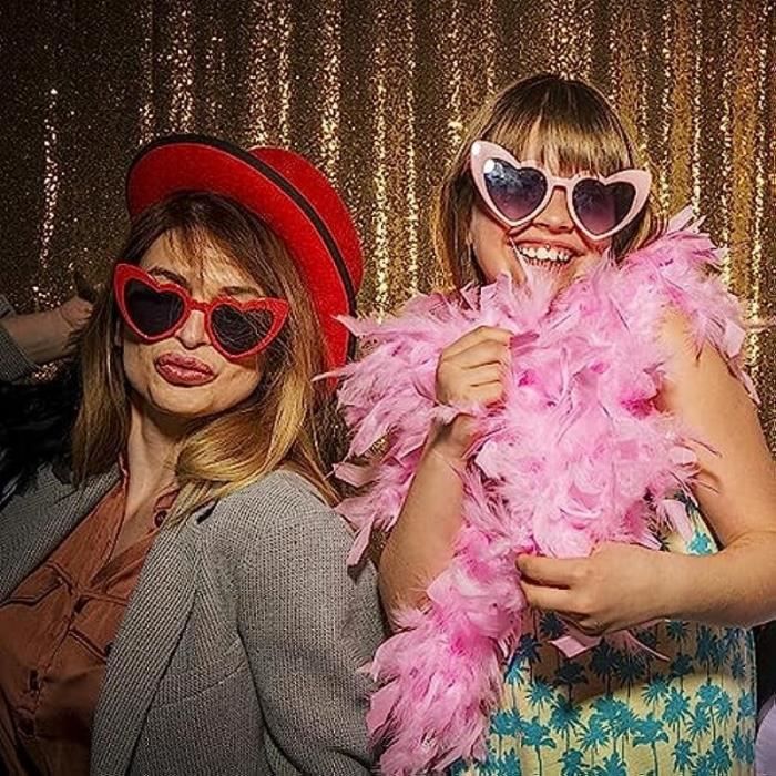 Lot de 2 Boa en Plumes Unies avec Lunettes de Soleil en Plumes et