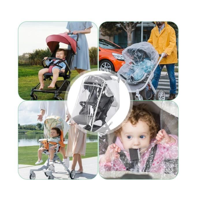 Housse de Pluie Universelle pour Poussette Habillage Pluie pour Poussette Transparent Capote de Pluie pour Poussette Coupe vent