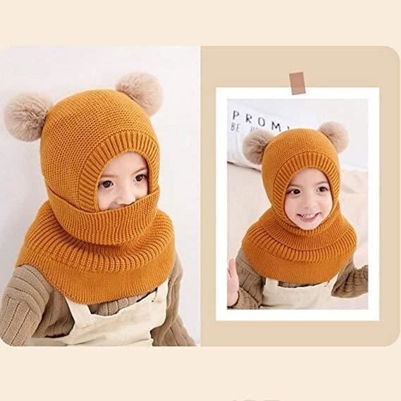 Cagoule Bébé Fille Garçon Mignon Bonnet Echarpe Hiver Chaud Cache Oreilles  Chapeaux Tricoté Enfant Double Pompon Balaclava,Jaune Jaune - Cdiscount  Prêt-à-Porter