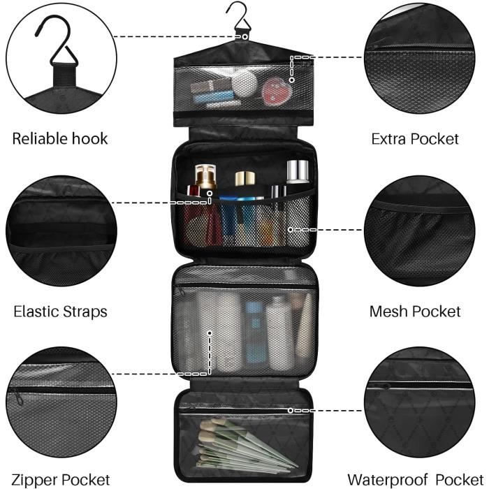 Trousse De Toilette Voyage Suspendue - Sac De Toilette Imperméable Avec Compartiments