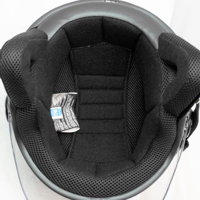 Casque Moto Scooter Vintage Jet Visiere Longue Approuvé ECE 22 Noir Mat XL