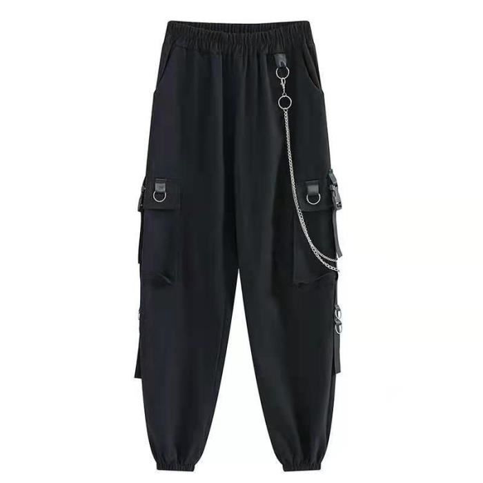 Pantalon Cargo Femme Poches Chaine Plus La Taille 2022 Lache Noir Sarouel Baggy Harajuku Pantalon Oversize Femme Noir Noir Cdiscount Pret a Porter
