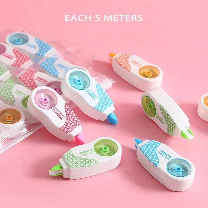 12 Rubans Correcteurs 4m X 5mm - Blanc, Pour École, Bureau, Corrections Propres Et Rapides