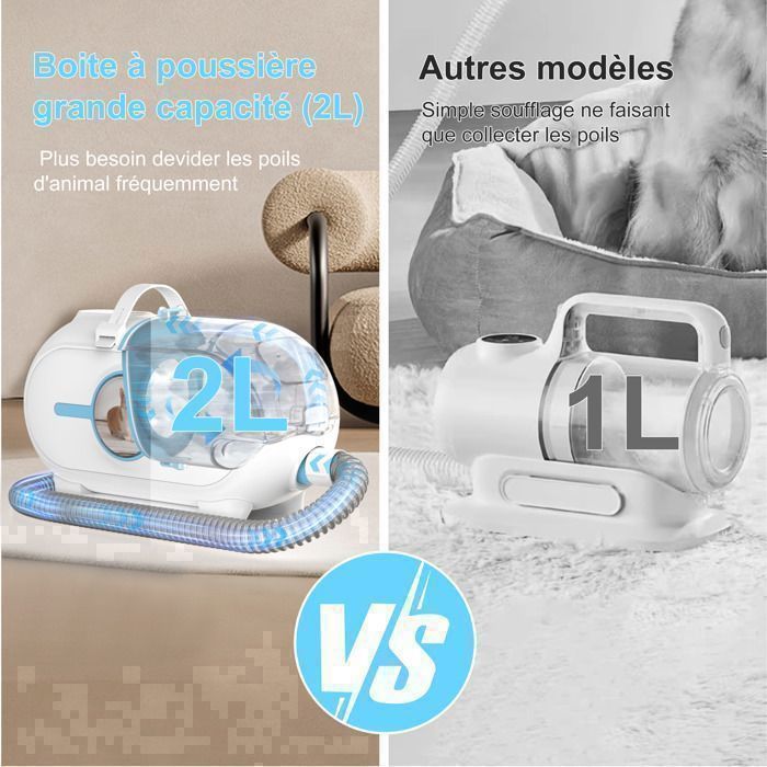 Tondeuse Chien 7-en-1 Avec Aspirateur PETGUGU M1 Pro - 11000Pa, Réservoir 2,5L, Silencieux, Coupe Et Sèche