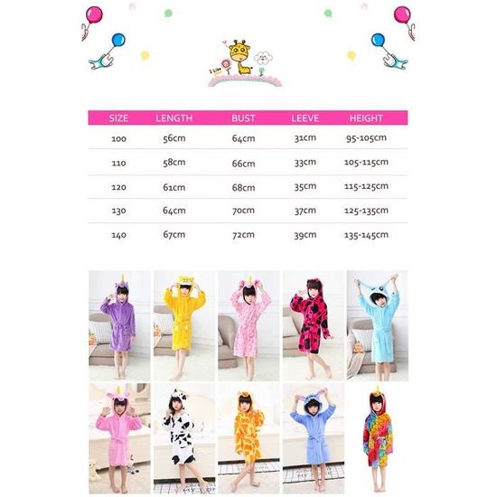 Dolamen Peignoir de Bain Filles Enfant Garçon Capuche Molleton Kigurumi Cartoon Chemises de Nuit Peignoir Kimono de Demoiselle d'honneur