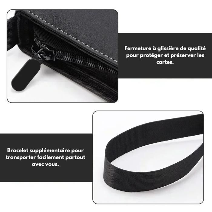 Classeur Pour Cartes à Collectionner - 50 Pages, Jusqu'à 400 Cartes - Cuir PU Imperméable, Fermeture Zip, Dragonne