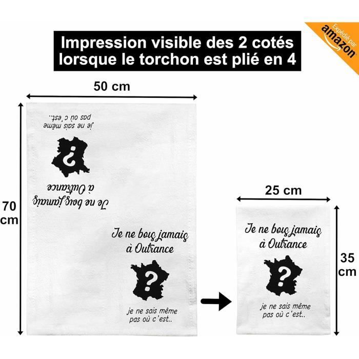 Lot De 3 Torchons De Cuisine MACOSA 100% Coton Rayés Noir - 50x70cm