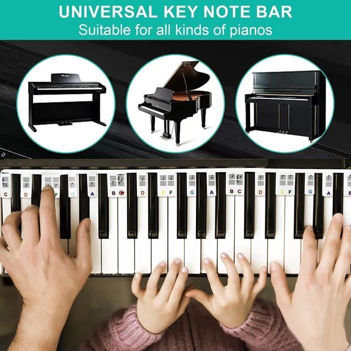 Amovible 88 touches Piano Keyboard Note Étiquettes Réutilisable
