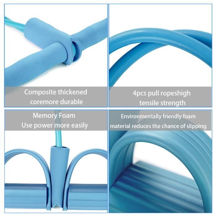 Bandes De Résistance Avec Pédales - 4 Tubes élastiques Pour Fitness, Renforcement Musculaire à Domicile