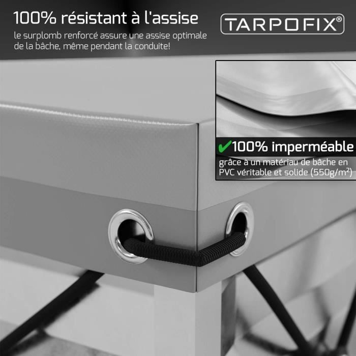  Tarpofix® Bâche protection plate 257,5 x 134,5 x 8 cm avec  corde de bâche - Bâche de remorque renforcée en PVC - Bache pour remorque  divers modèles de remorques de