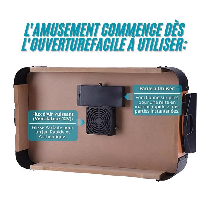 Airs Hockey – Palet Flottant Sur Coussin D’air, 2 Palets Et 2 Poussoirs, Jeu De Table Portable, Dès 3 Ans
