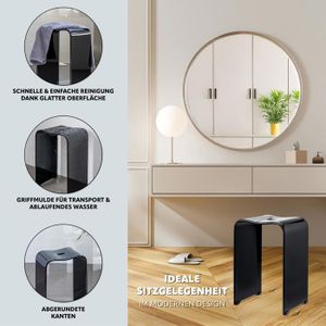 Tabouret De Salle De Bain Bolmen - Marchepied Antidérapant Noir - Supporte 100kg - Enfant Et Adulte - 44x35x25cm