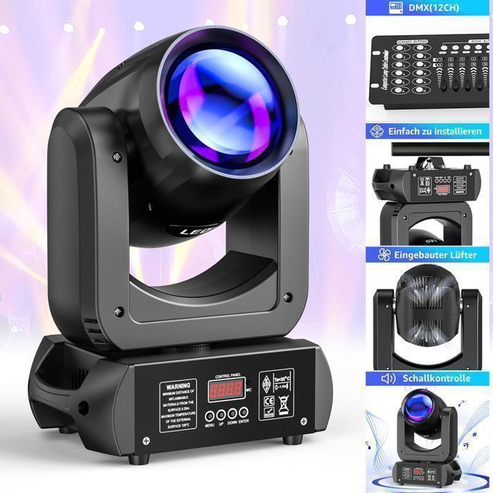 Jeux de Lumiere pour Soiree, UKing 50W Lyre LED Tête Mobile, Éclairage de Scène Spot dmx512 RGBW 4 Modes de Commande, 9/11 Canaux avec Télécommande Fonctionnelle pour Disco Fête Festival Mariage