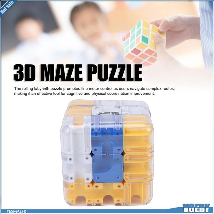 Cube Labyrinthe 3D En Acrylique – Jeu De Réflexion Avec Bille – 8,3 Cm