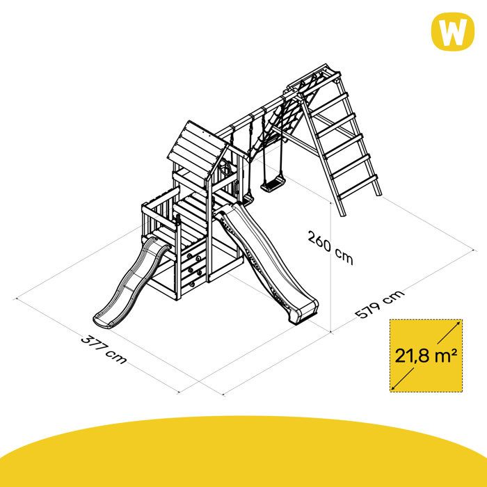 Wickey Tour De Jeu Skyflyer 120/90 Cm – Toboggan, Bâche Vert Pastel, Double Balançoire – Le Paradis Du Jardin Pour Enfants Dès 3 Ans