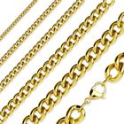 WILTEC Chaine collier homme - Acier inoxydable doré - Maille cubaine (6mm)