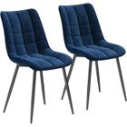 WOLTU Lot de 2 Chaises de salle à manger, Chaise de cuisine, Siège en velours, Pieds en métal, Bleu