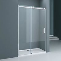 Porte de douche 140cm pour niche Sogood Teramo4 paroi de douche avec porte coulissante en verre de sécurité 8mm transparent Nano