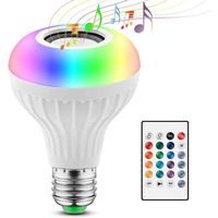 Ampoule Bluetooth LED,2 EN 1 Lampe,Couleurs E27 Enceinte Musique,Hauts-parleurs RGB Lampe Couleur,Intelligente Lumières Colorées