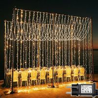 Yowin Rideau Lumineux Noel 6m x 3m 600 LED Guirlande Lumineuse Rideaux Alimenta Secteur, 8 Modes Etanche Guirlande lumineux F