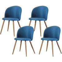 MAEVA - Lot de 4 chaises scandinave - Tissu -  Bleu canard - pieds en métal design salle a manger salon - 52 x 48 x 79 cm