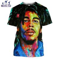 Sweat-shirt imprimé en 3D,T-shirt manches courtes pour homme et adolescent, dessin animé Mamba, Bob, Marley, chanteur 3D, Punk, Fit