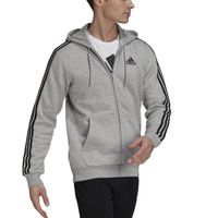 Adidas Sweat à Capuche et Zip pour Homme Essentials 3-Stripes Gris HB0041