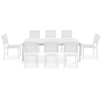 Salon de jardin table extensible - Aluminium - Oviala - Blanc