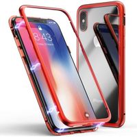 [Compatible Apple iPhone XR] Coque Magnetique Intégrale Rouge Verre Trempé Film Protection Ecran [Phonillico®]