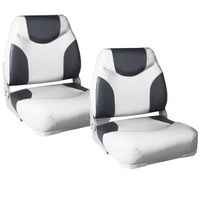 pro.tec 2x sièges marins 'Exclusive - Line' (gris- blanc) en pack économique - en cuir synthétique imperméable - siège de pilotag...