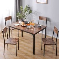 Ensemble table à manger et 4 Chaises pour Salle à Manger - Table 108 x 65 x 75 cm - Marron rustique et noir - Style industriel