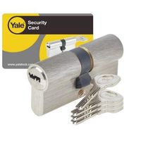 Yale YC1000+ Cylindre de Serrure Débrayable 40x45 mm pour Porte Extérieure/Entrée, 6 Goupilles, 4 Clés, Nickelé
