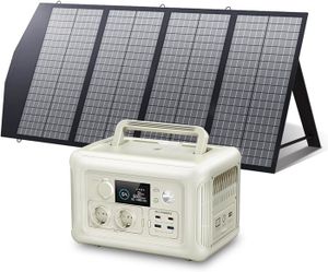 GROUPE ÉLECTROGÈNE ALLPOWERS Générateur solaire R600 avec panneau solaire 140W, 2 x 600W (pointe 1200W) sortie AC, batterie LiFePO4 299 WH portable